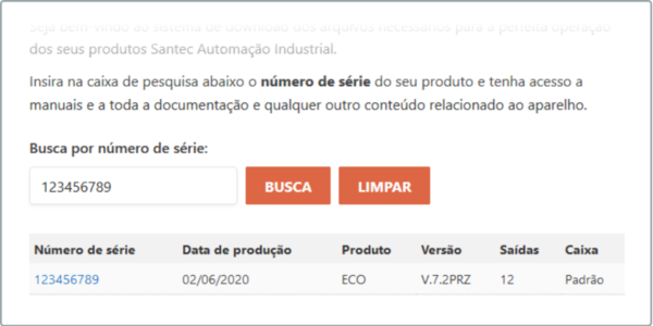 Clique no número de série do produto para acessar os downloads